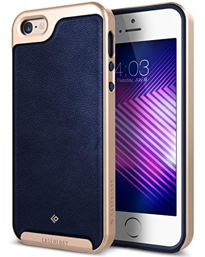 Caseology Envoy for Apple iPhone SE Case (2016) / for iPhone 5S Case (2013) / for iPhone 5 Case (2012) - Leather Navy Blue