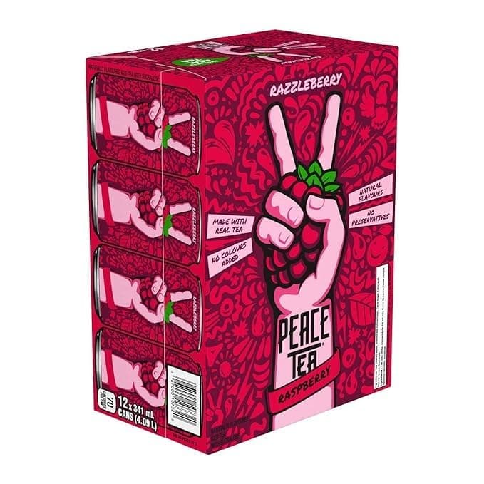Peace Tea Razzleberry – NO Preservatives, Made with Real Tea, and Natural Fruity Flavor - Pack of 12 Iced Tea Cans, 341 mL/11.5 fl. oz (Shipped from Canada)