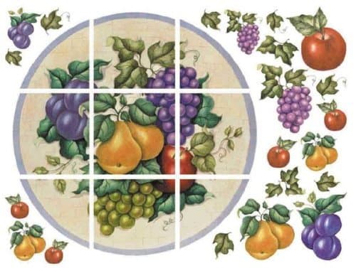 IdeaStix Fancy Fruit Plate 9-Piece Mural Peel and Stick Décor