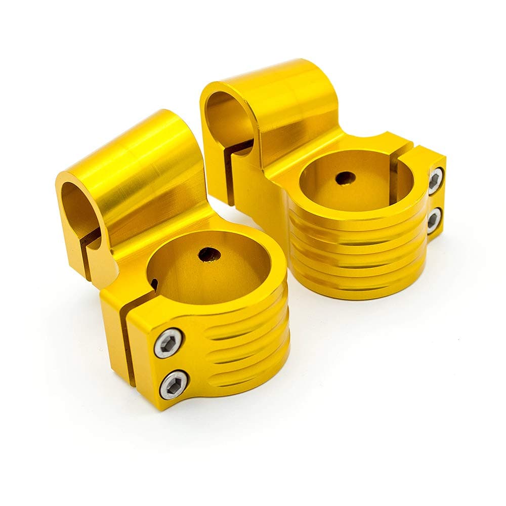7/8" 37mm Motorcycle Fork Tube Clip on Handlebar Raised Riser Head For Honda Suzuki Kawasaki Yamaha Ducati BMW Aprilia Triumph Benelli MVAGUSTA (Gold)