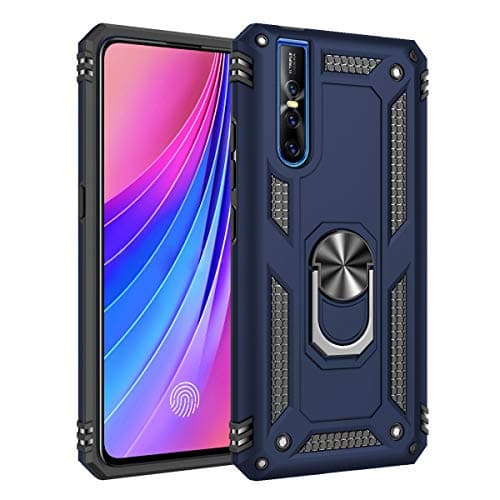 Vivo V15 Pro Case, UBERANT Soft TPU & Hard PC 2 in 1 with Ring Bracket & Magnetic Metal Patch Shockproof Protective Case for Vivo V15 Pro 6.39" Blue