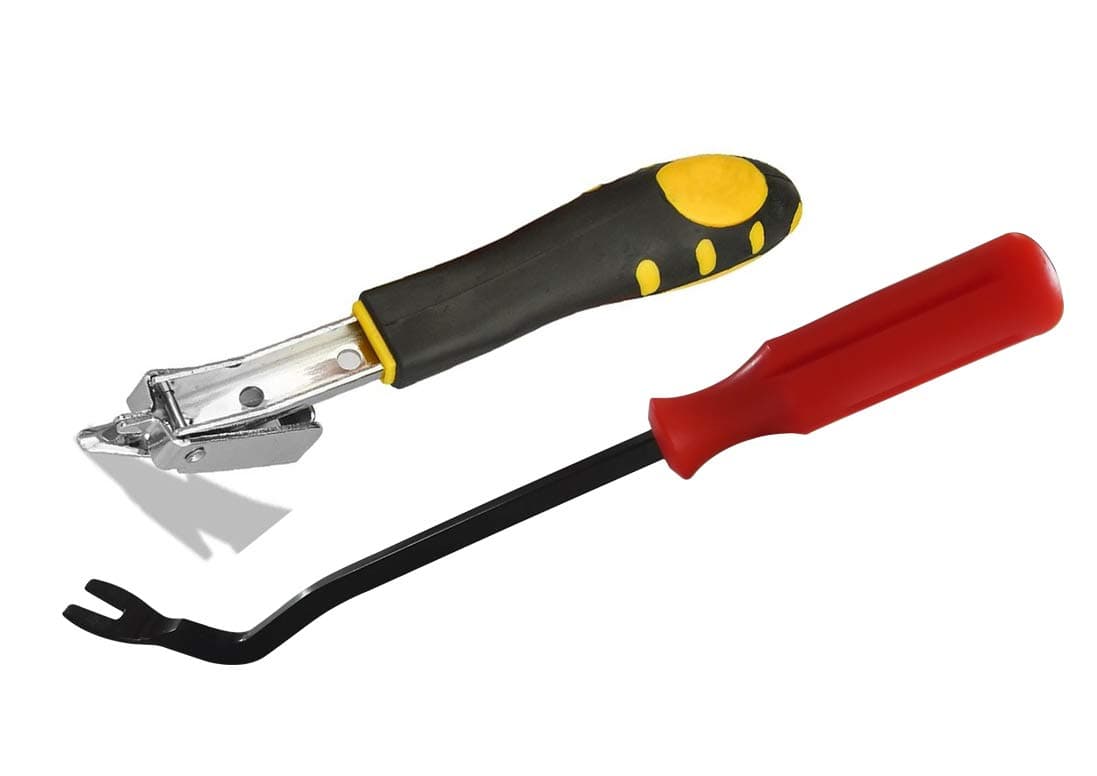 Chrome Steel 2 Pieces Professional Tack Puller Set,Upholstery Staple Remover Tool Heavy Duty,Quickly and Easily Extract all Kinds of Nails