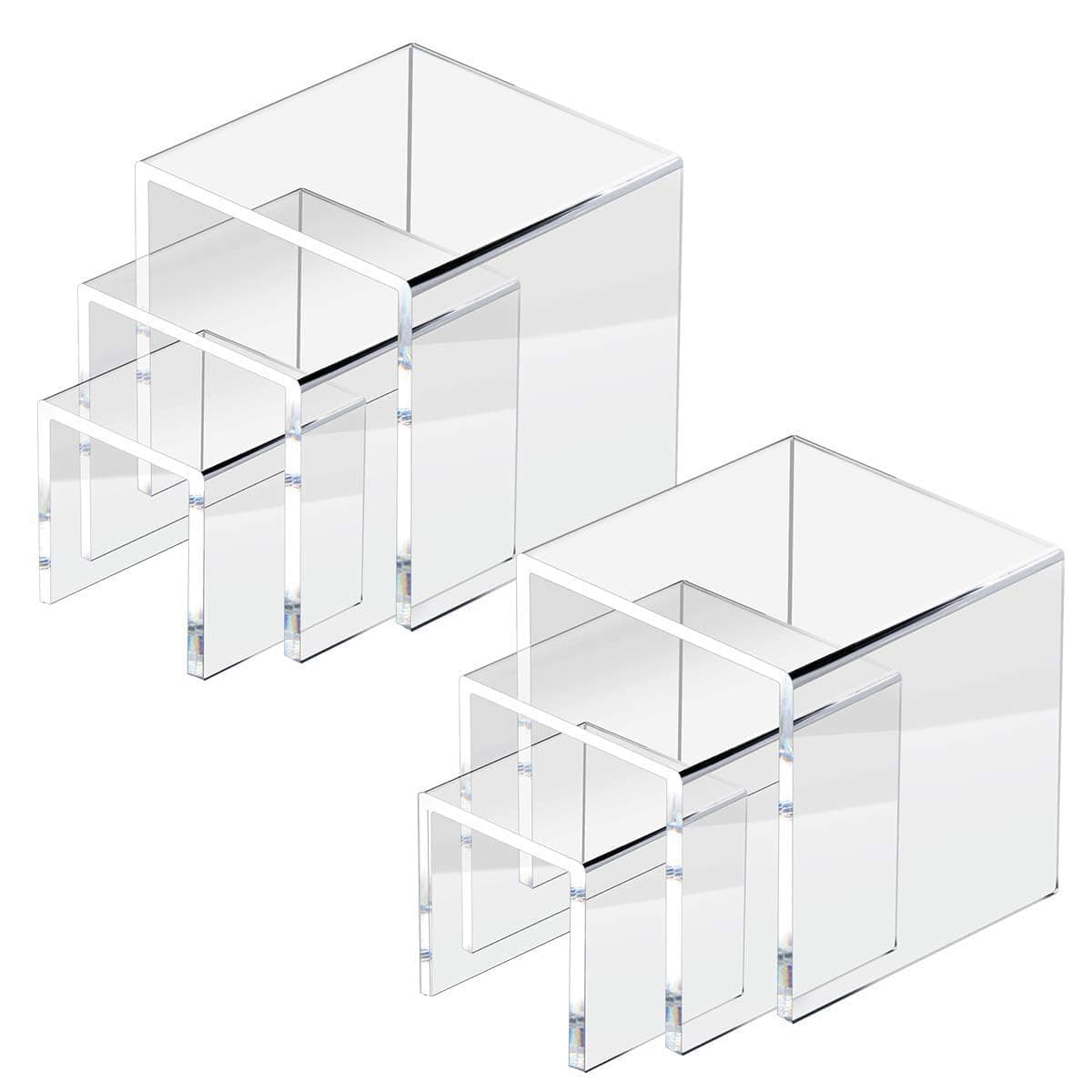 2 Sets Acrylic Display Risers for Funko POP Figures | Jewelry Display Riser | Clear Display Stands | Retail Displays Bridge Showcase for Cupcake Stands / Candy Dessert Table Decorations - 3"x4"x5"