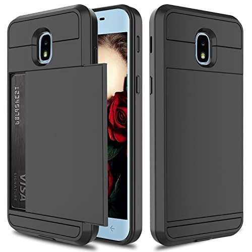 Galaxy J3 2018 Case, J3 Prime 2 Case, J3 Emerge 2018 Case, Elegant Choise Wallet Case Hybrid Shockproof Rugged Protective Case with Credit Card Slots Holder for Samsung Galaxy J3 Star (Black)