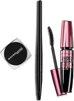 New York Lasting Drama Gel Eyeliner ,Blackest Black, 2.5g And New York Hypercurl Mascara Waterproof, Black, 9.2ml Matte Finish