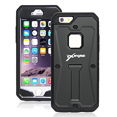 iPhone 6 Phone Case, Xangtek Shockproof Armor Tank Case with Kickstand and Built-In Anti-Scratch Screen Protector for iPhone 6. (Black)