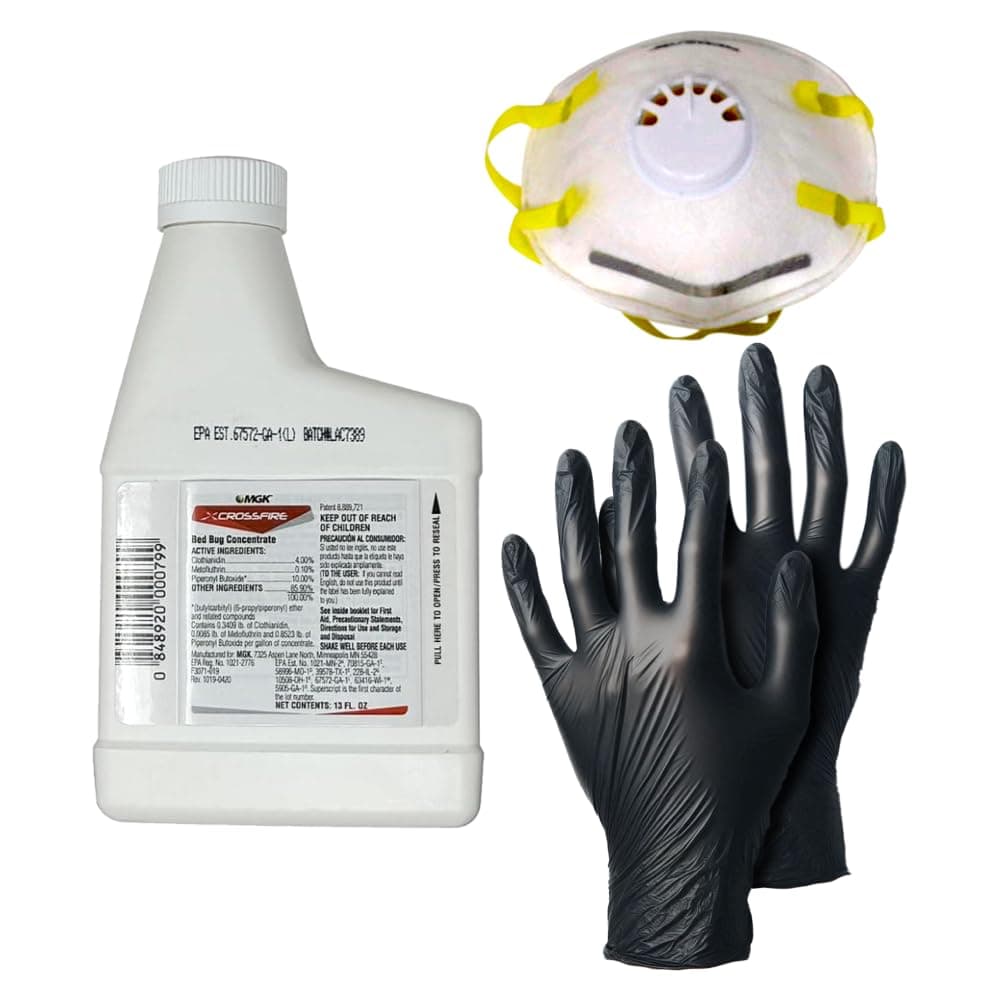 DIY Pest Control PPE Kit and Crossfire Concentrate for Bed Bugs, 13oz