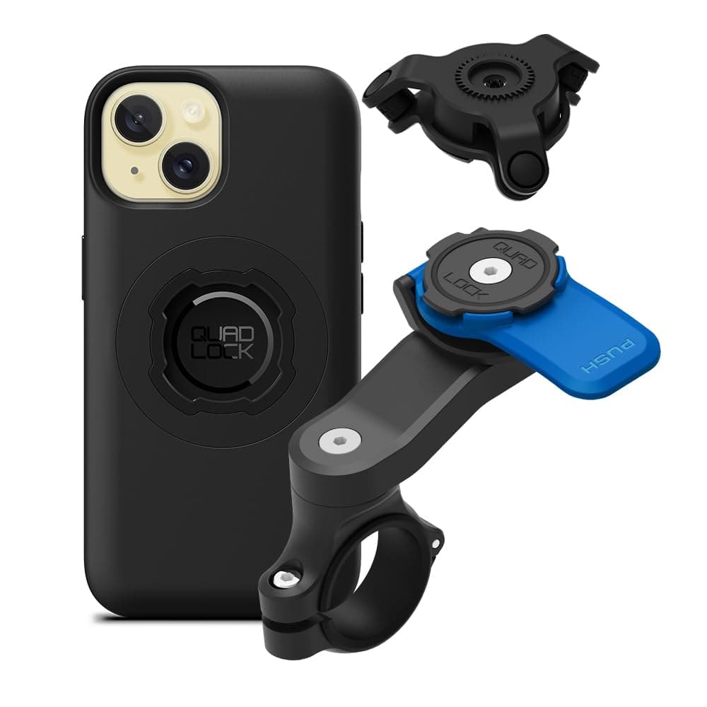 Motorcycle Handlebar Mount Kit with Vibration Dampener and MAG Phone Case for iPhone 15