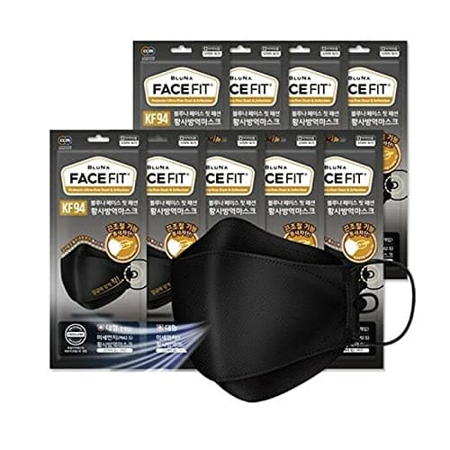 BLUNA Facefit KF94 Mask (Large) Individually Packaged 10 Pack Black