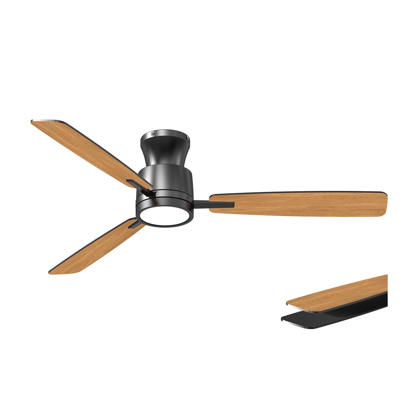 Ceiling Fans with Lights,52 Inch,Quiet Reversible Motor,Easy to Install,6 Speeds,Dimmable,Timer,Black Low Profile Ceiling Fan for Bedroom Living Room,Kitchen,Indoor/Outdoor
