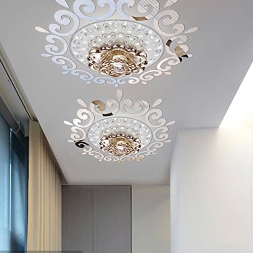 Top ceilling Mirror Wall Sticker, top Lighting The Ceiling Chandelier Around Decorative Mirror Frame Sticker,70x70cm DIY Mirror Wall Sticker