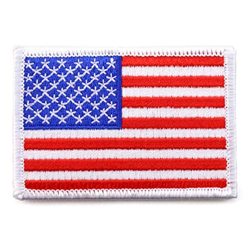 USA American Flag Embroidered Iron On Patch One Size - White