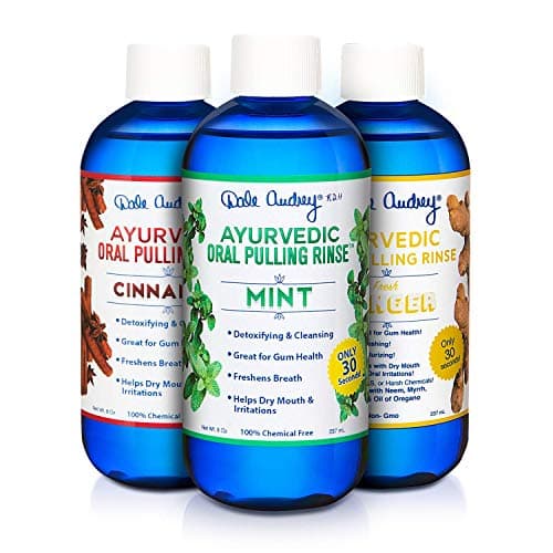 Dale Audrey | Ayurvedic Oral Pulling Rinse | 8 oz. Bottle | 3 Pack Combo – Mint, Cinnamon, & Ginger | Natural Organic Mouthwash | Whitens Teeth | Promotes Healthy Gums | Vegan & Cruelty Free