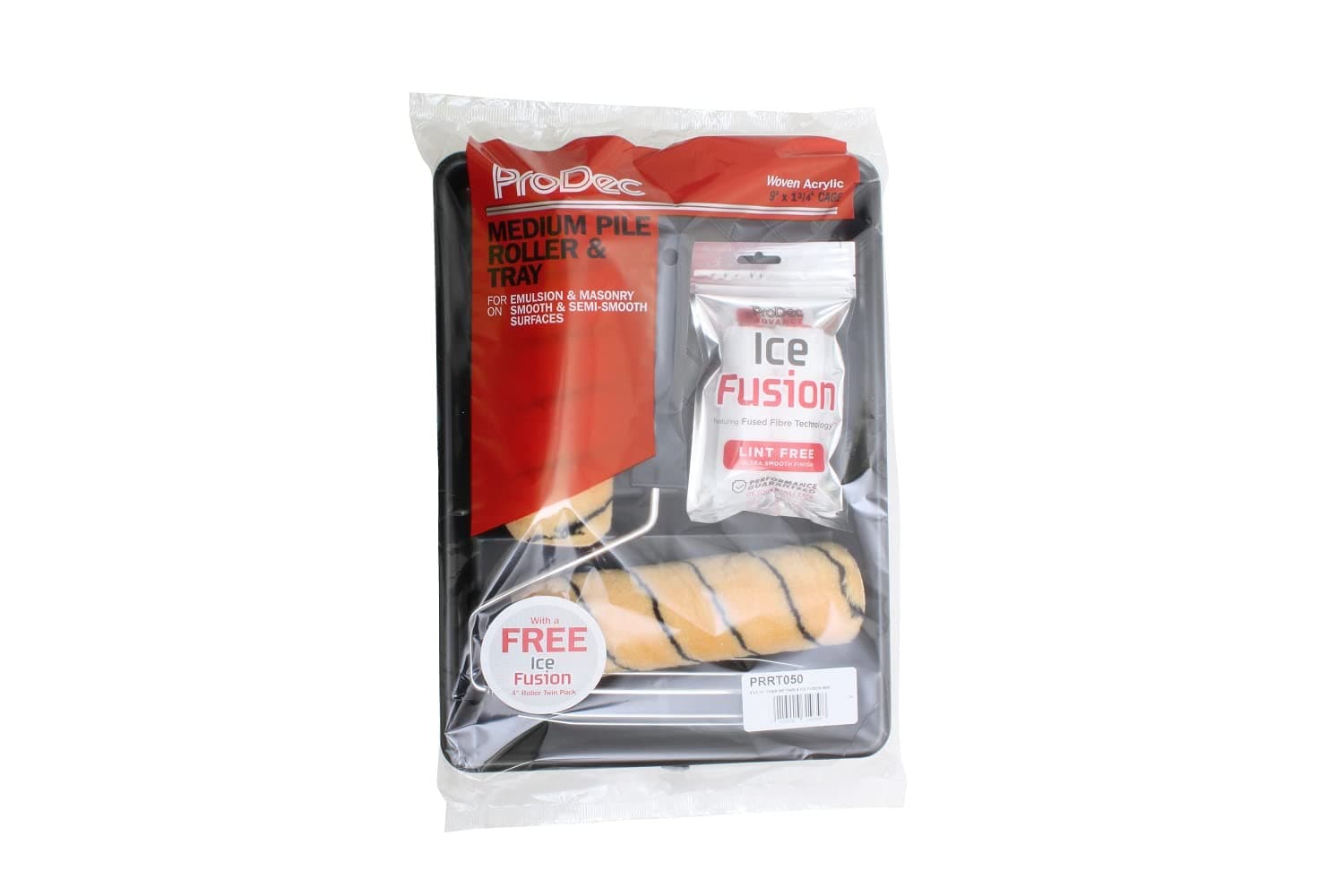 ProDec 9 inch x 1.75" 4 piece Twin Medium Pile Paint Roller, Cage Frame & Tray Set for Painting with Emulsion & Masonry Paints on Interior & Exterior Walls & Ceilings plus Free Ice Fusion Mini Rollers