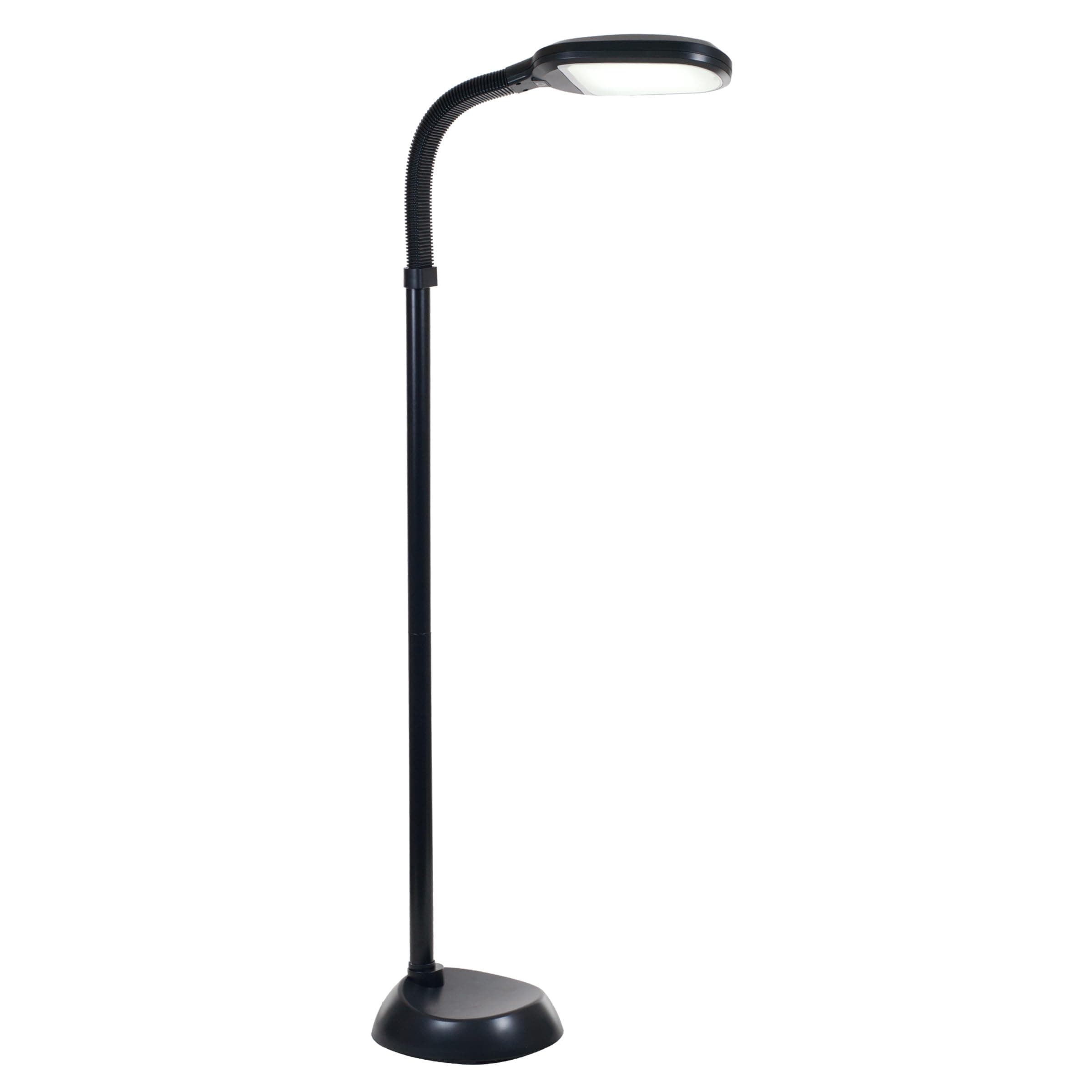 Lavish Home Adjustable LED Floor Lamp with Bendable Neck - Full Spectrum Natural Sunlight LED Lamp for Bedroom and Living Room - Reading, Craft, and Esthetician Light (Black)