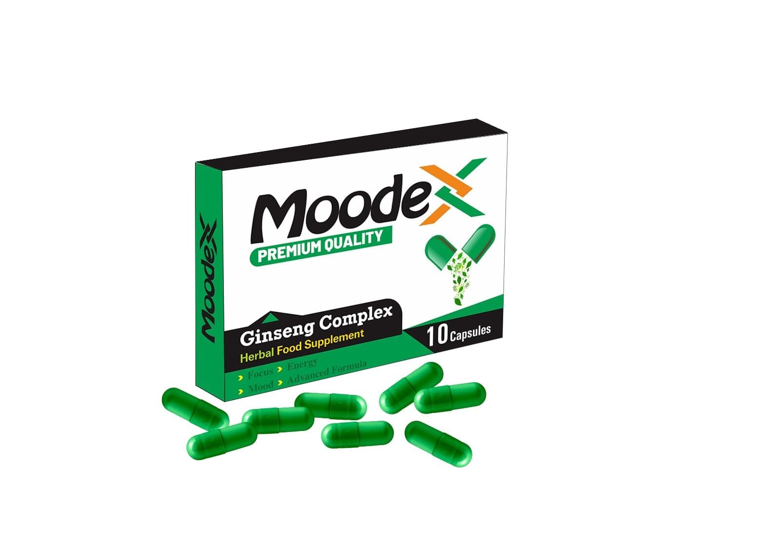 Extra Strong MoodeX Green-New Stronger for Longer Formula for Men - Ultra Strong Performance Enhancing Pills, Stamina Endurance Booster Green Supplement Pills for Men - 10 Ginseng Capsules 700MG
