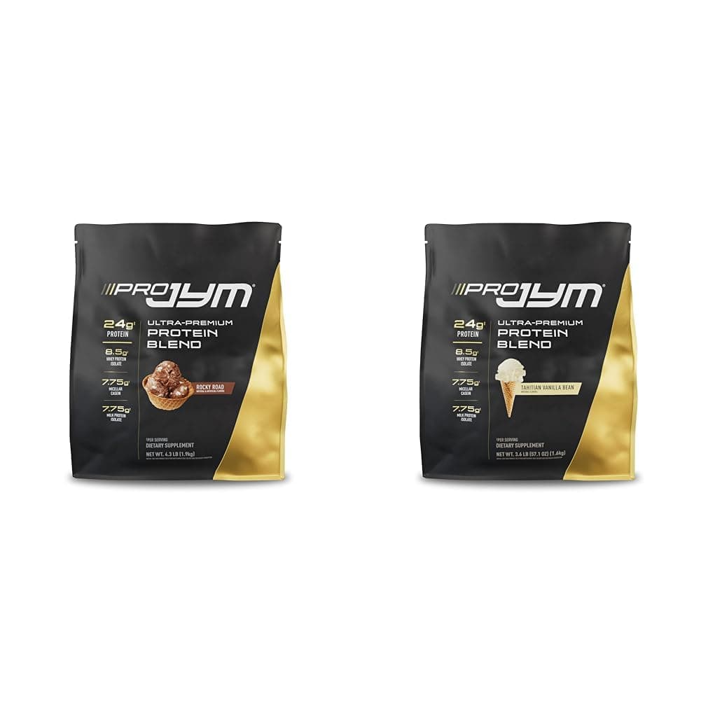Pro JYM Protein Powder Blend with Whey, Casein, Milk & Egg Isolates - Rocky Road & Tahitian Vanilla Bean Flavors, 4.3lb & 45 Servings