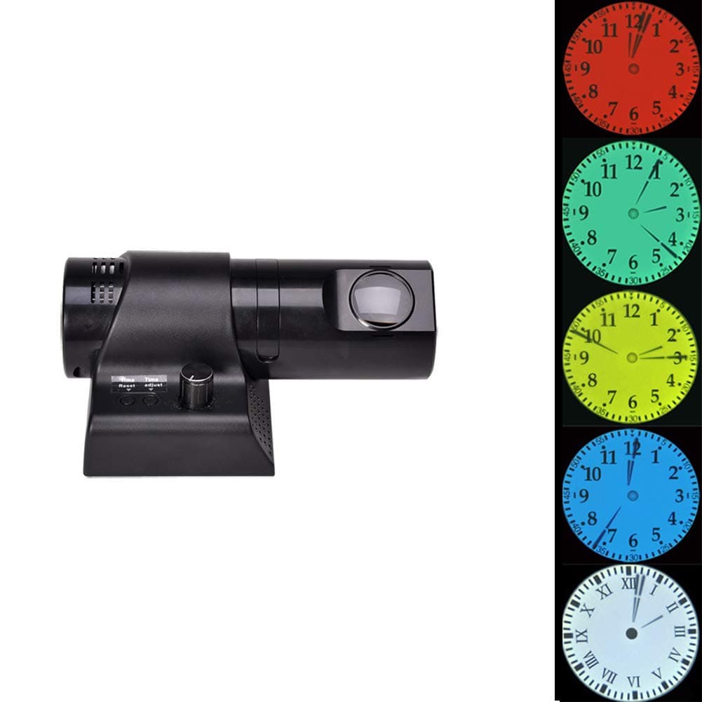 LED Projection Roman Clock Colorful Projection Analog Clock Rotate 180 Degrees with Remote Control (Arabia Number &Rome Pointer Free Exchange)