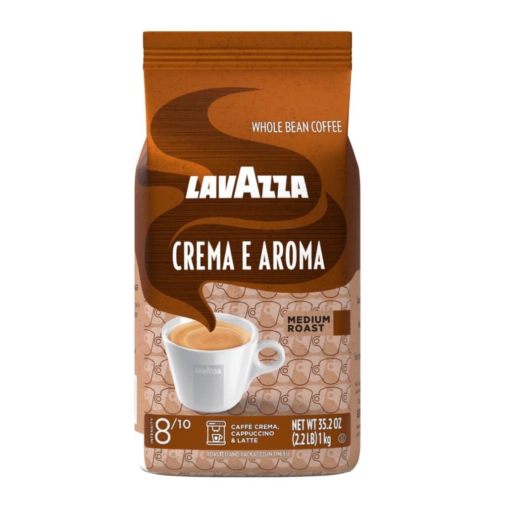 Crema E Aroma Whole Bean Coffee Blend, 2.2-Pound Bag , Balanced medium roast with an intense, earthy flavor and long lasting crema, Non-GMO