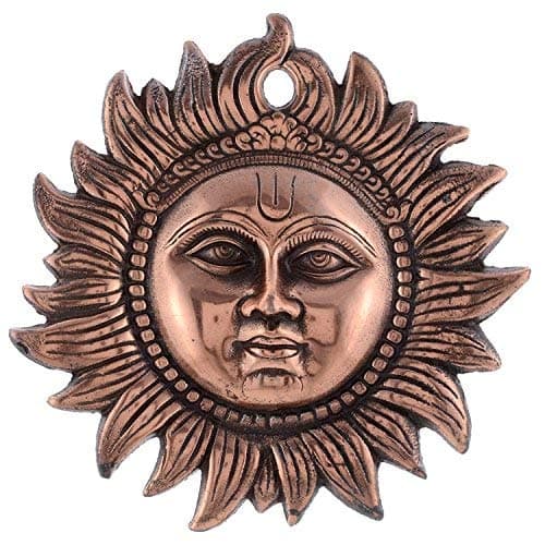 HC- Copper Made Wall Hanging Sun Idol/Shri Surya Narayan Copper Made Idol to Protect Home Form All Kind of Negative Energy (4 cm)