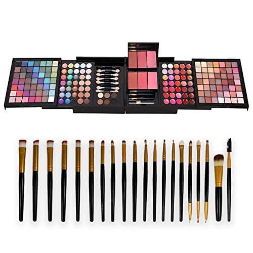 Moobirlet 177 Color Makeup Kit Box Shimmer matte Eyeshadow Palette Lipstick Set Lips Blush Foundation Eyebrow Powder With Mirror + 20pcs brush