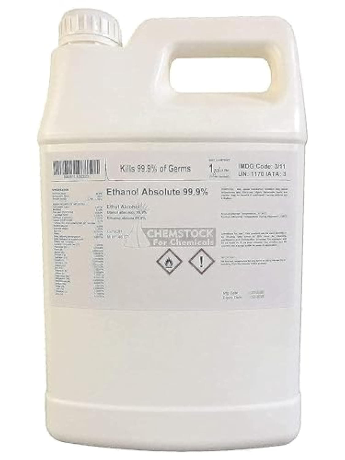 Alcohol Ethyl (Ethanol) 99.9% Pure 3.78 litre (1 gal)