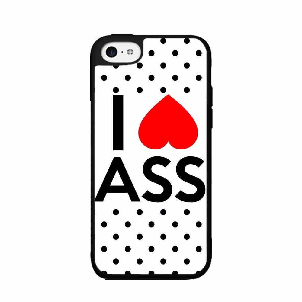 I Love Ass - Phone Case Back Cover (iPhone 5 5s - TPU Rubber Silicone) comes with Security Tag and MyPhone Designs(TM) Cleaning Cloth
