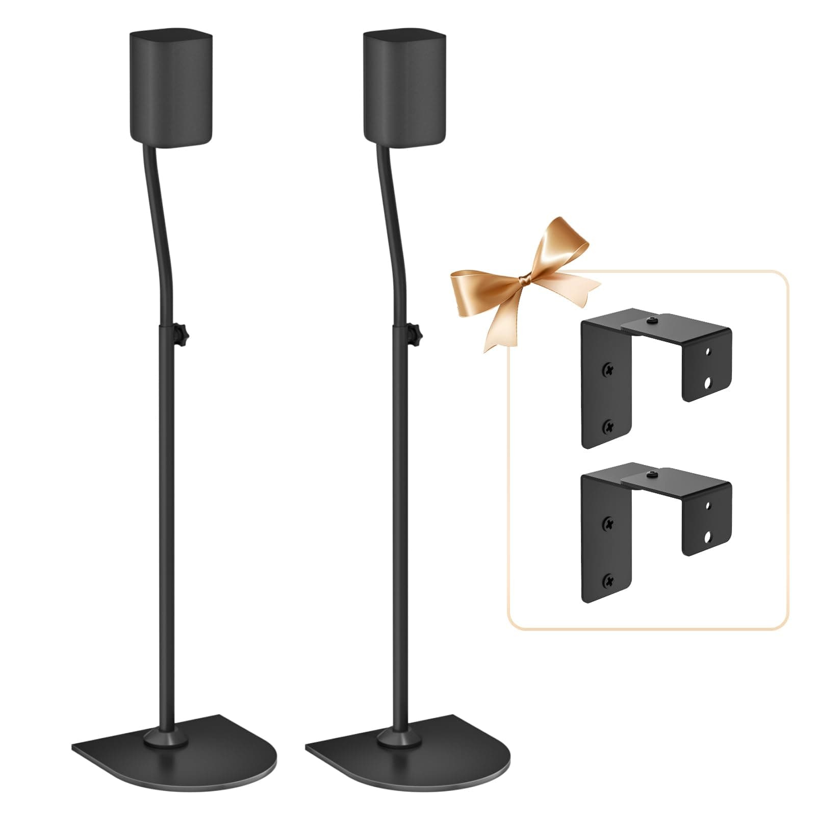 Pair of Universal Speaker Mounts 33" to 42" Height Adjustable for Samsung, Vizio, Sony, LG, Roku and Other Small Satellites with Wall Mount