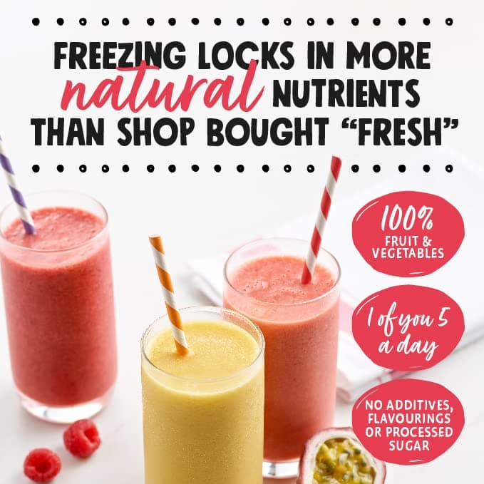 Love Struck Smoothie Fruit Bundle, Pack of 20 Frozen Sachets, Simply blend with juice or water for the perfect smoothie every time. High fibre, low fat. Good Mood Food.…
