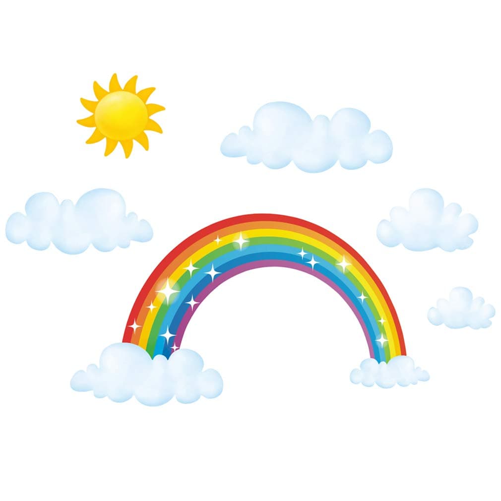 VIIRY Rainbow Wall Stickers with Clouds Sun Wall Decal Peelable and Removable Wall Stickers for Kids Nursery Bedroom Living Room Decoration