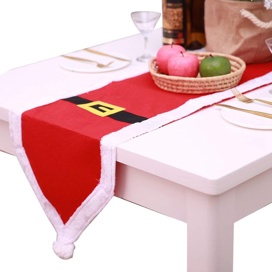 Coxeer Christmas Table Runner Table Decoration Santa Style Table Runner for Xmas Party