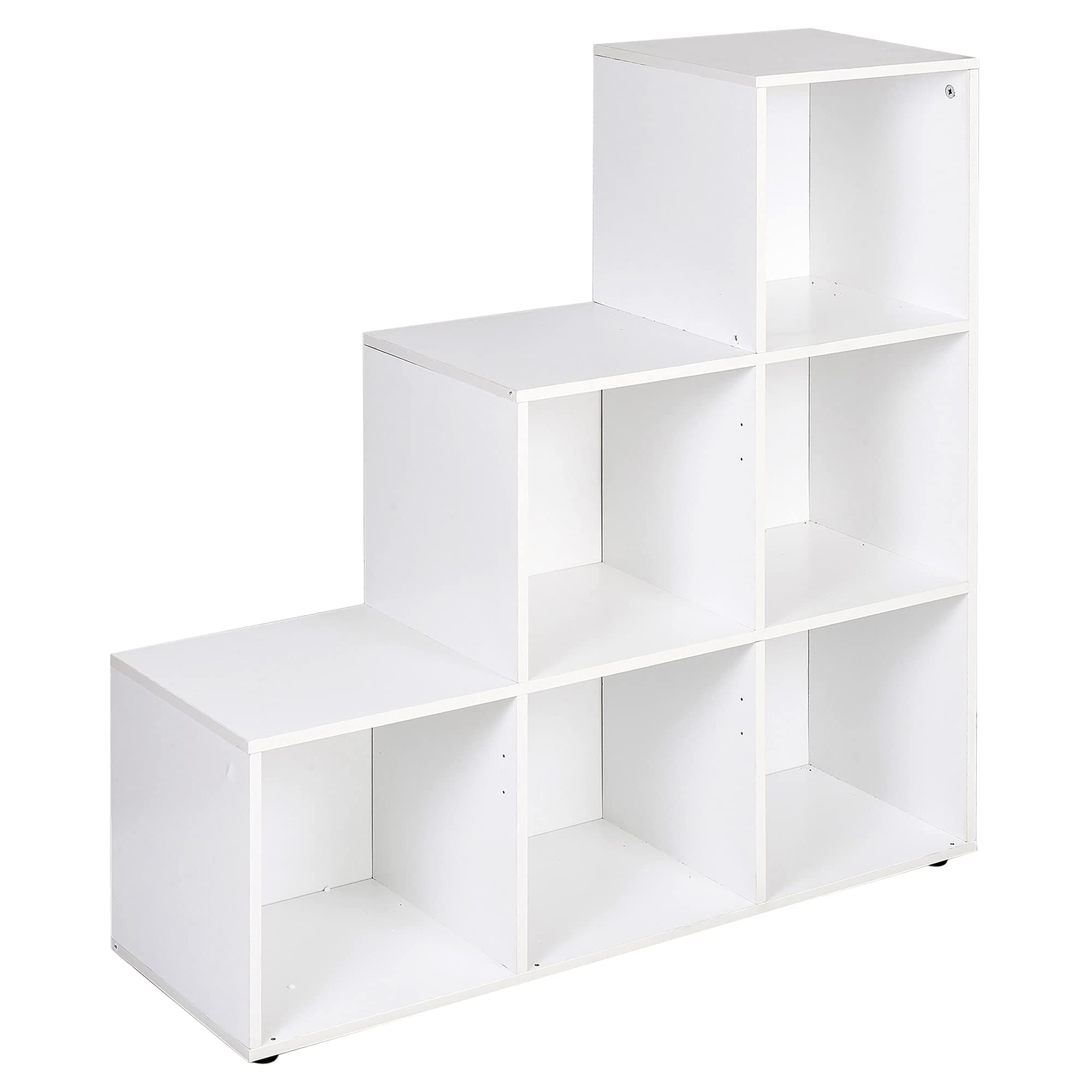 Naples 6 Cube Step Storage Bookshelf Unit (White)
