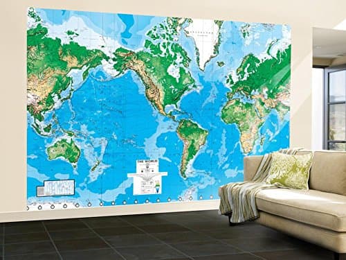 World Map Wallpaper Mural 156 x 104in