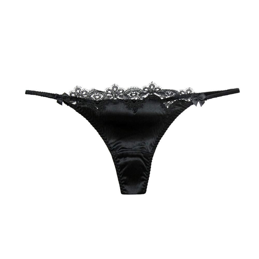 Womens Silk Satin Thong Panties Lace G String Thong T Back Shiny Satin Underwear