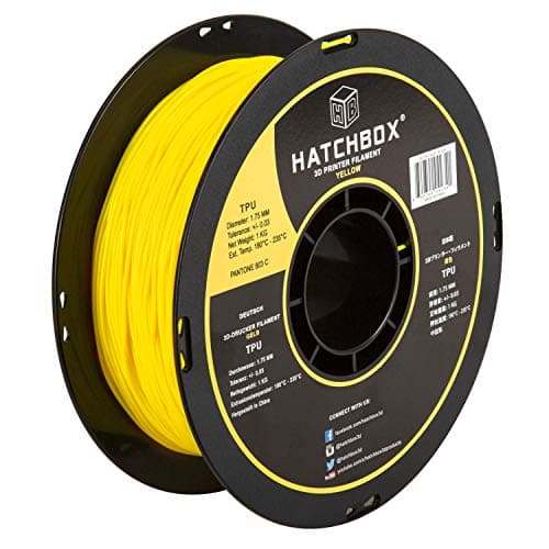 HATCHBOX1.75mm Yellow TPU 3D Printer Filament Shore 95A, 1 KG Spool, Dimensional Accuracy +/- 0.03 mm, 3D Printing Filament