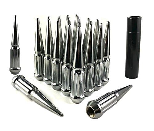 32 Pc Solid Spline Spike Lug Nuts Kit 9/16" Chrome
