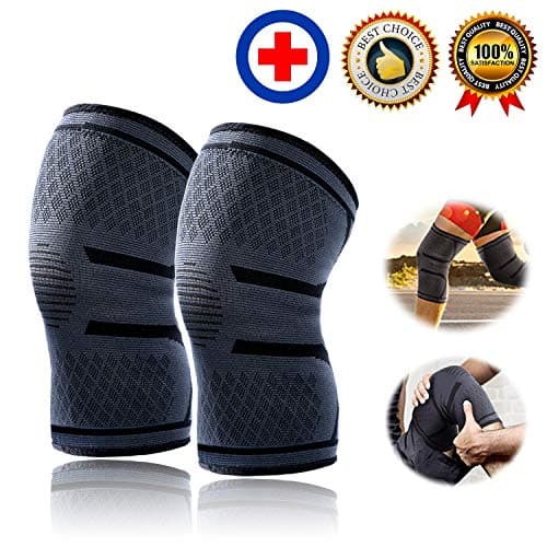 Knee Compression Sleeve Support for Men and Women, 1 Pair Knee Brace Sleeves for Running, Jogging, Sports, Joint Pain Relief, Arthritis and Injury - Best Knee Sleeves (Medium)