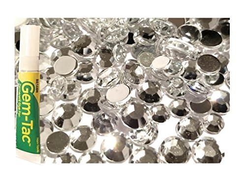 Brilliant Rhinestones w/Gem-Tac Glue | 2 Gross Flat Back Acrylic Gems (3sz) Permanent Glue (.17fl oz)