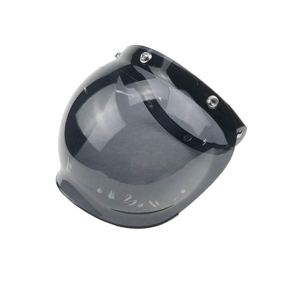 WANCAR Retro Motorcycle Bubble Visor Wind Shield Lens Universal For Standard 3-Snap Open Face Helmets(Smoke)