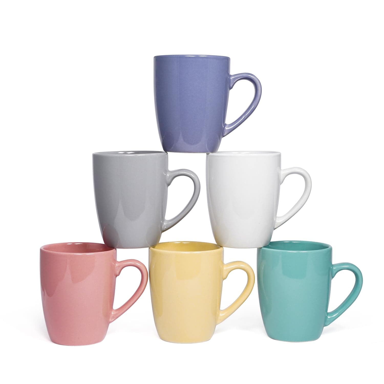 Decopor Ceramic Stoneware Mugs Set 6-Pieces, 360 ml Capacity