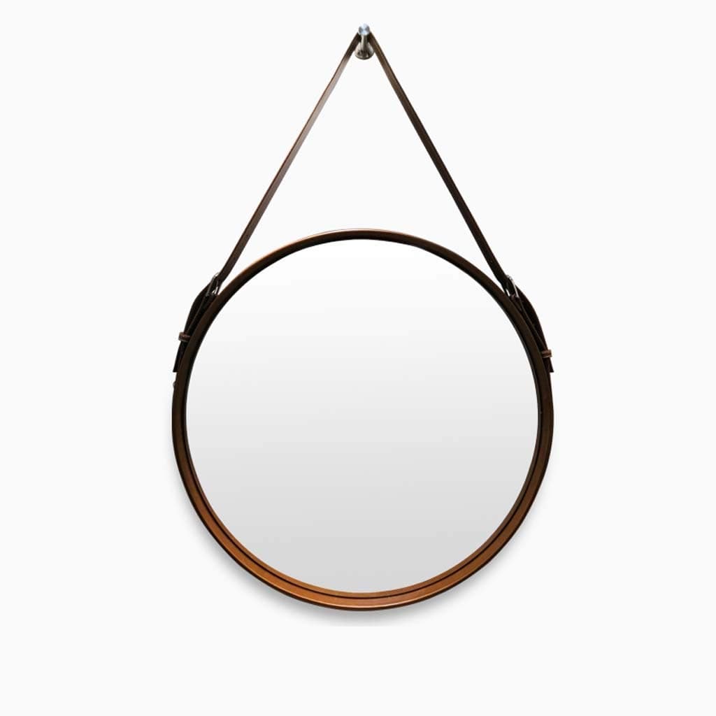 LZQBD Mirrors,Large Round Wall Mirror with Leather Strap Bathroom Wall-Mounted Decorative Mirrors Hanging Makeup Mirror for Hallway Living Room Bedroom/70Cm
