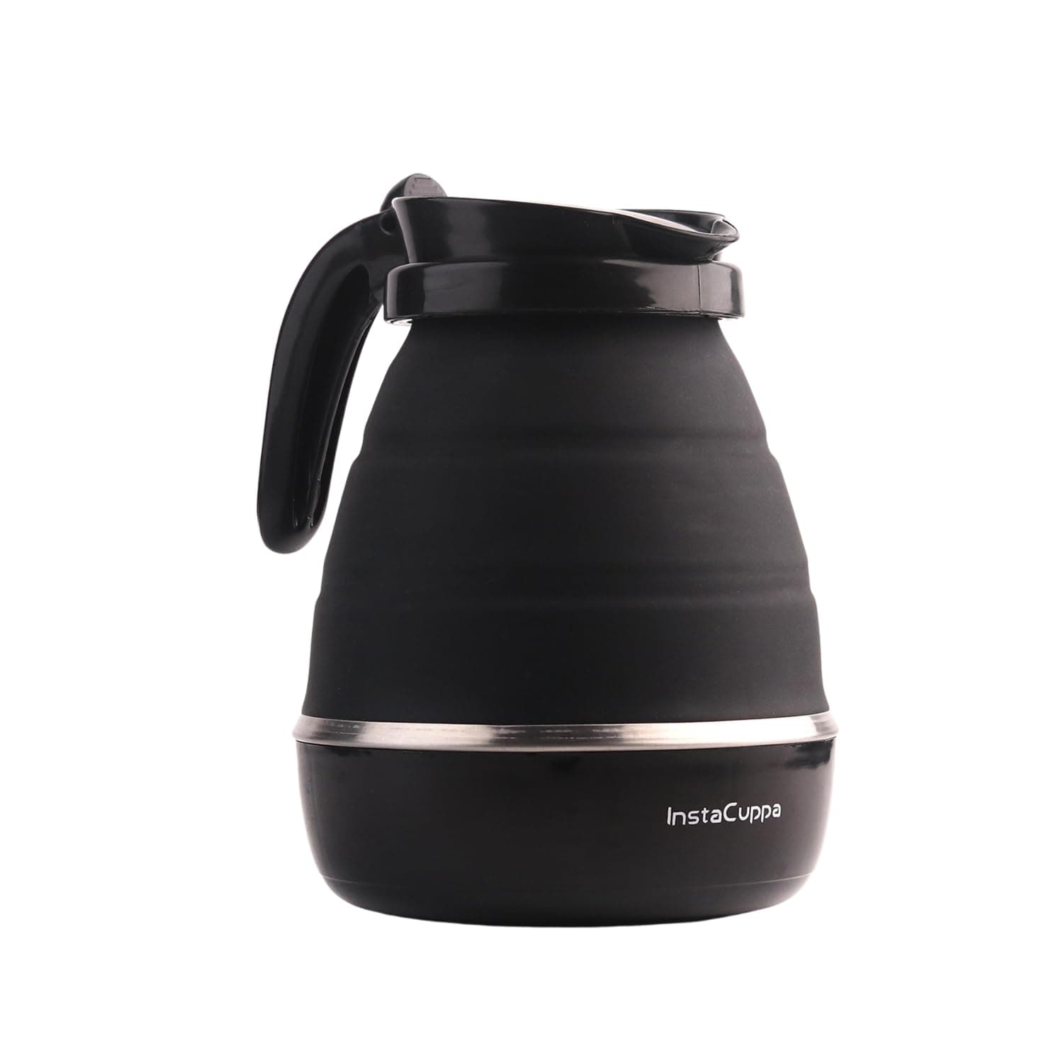 InstaCuppa Foldable Silicone Electric Kettle, 600 Ml,600 Watts,Travel Kettle, Fast Boiling, Food Grade Silicone, Collapsible Kettle, Portable, Boil Dry Protection For Travel, Home, & Office, Black