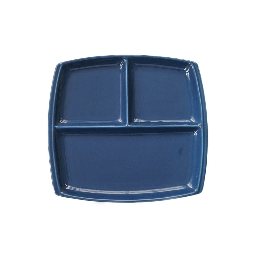 Elegant Quadrate Shaped Ceramic Divided Plate Dinner Plates Luncheon Plates Salad Plates Dishes Best Gift for Kitchen, White/Dark Blue (1, Blue)