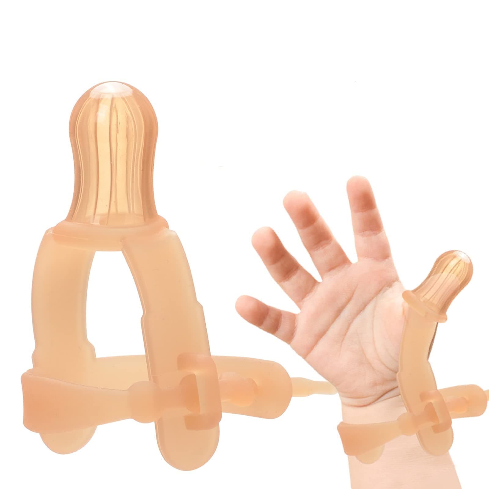 FDTY Thumb Sucking Stop for Kids - 0-3 Years Old Baby - Adjustable Thumb Guard for Thumb Sucking Silicone Thumb Sucking Treatment Kit for 3-36 Months Baby, Maximum for 1.95”-1.5" Wide Wrist