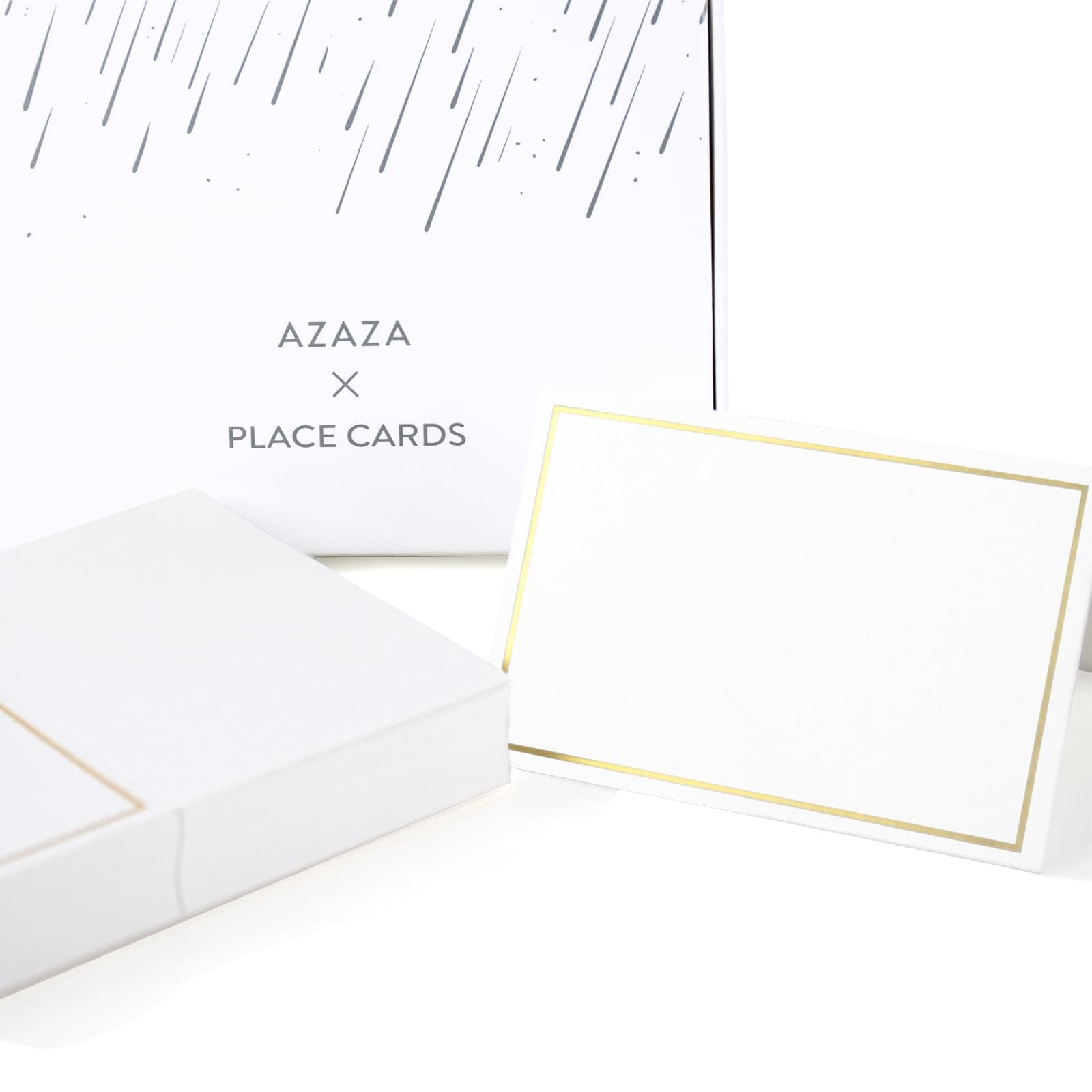 50 Pcs Place Cards with Gold Foil Border - Texture Table Tent Cards Seating Place Cards for Weddings Banquets Dinner Parties 2.5" x 3.75" (Border - Gold)