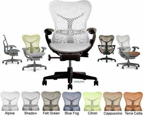 Mirra Chair Herman Miller Deluxe Fully Highly Adjustable Home Office Desk Task Chair MR223 with Forward Tilt Seat Angle, Adjustable Arms, Flexfront Seat, Graphite Frame with Alpine Airweave Seat and Triflex Backrest, Standard Casters