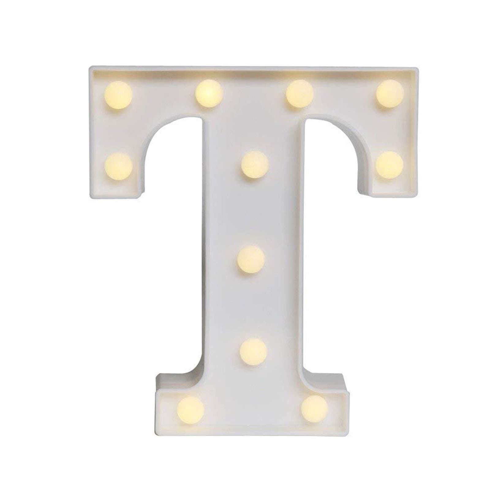 OgrmarDecorative Led Light Up Number Letters, White Plastic Marquee Number Lights Sign Party Wedding Decor Battery Operated (T)