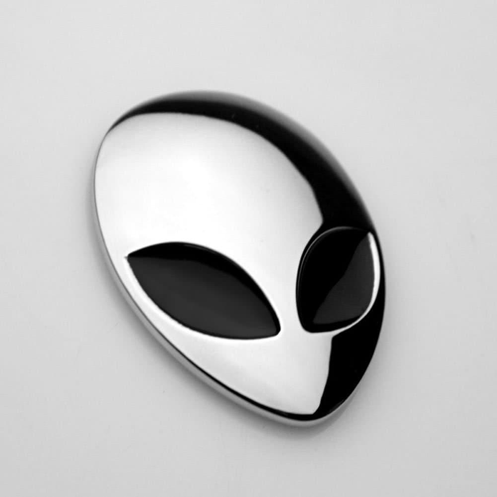 Wanheyao Silver Cool 3D Black Eyes Alien ET Badge Emblem Full Metal Sticker for Window Wall Notebook