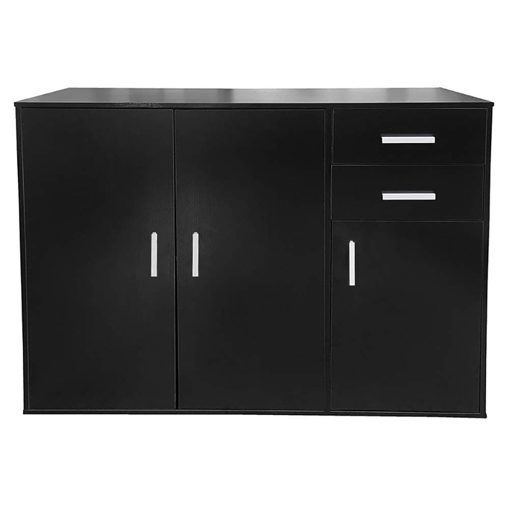 Sideboard Cupboard Home Office Cabinet Unit Chest with Two drawers and Shelf Shelves (Black)