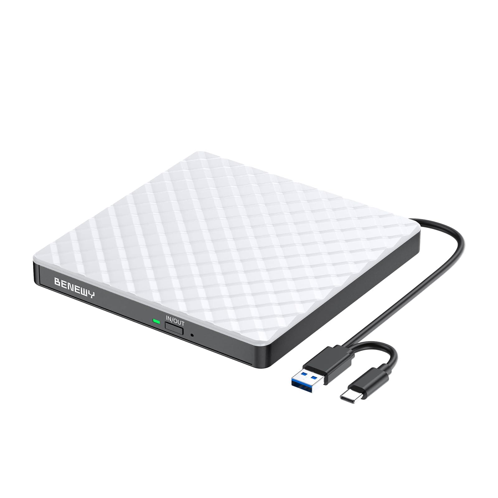 External DVD Drive,USB 3.0 CD/DVD +/-RW Drive Portable CD DVD Drive Burner Reader Writer, Slim Optical CD ROM Drive for Laptop Desktop PC Linux Apple Mac OS Macbook Pro Windows 11/10/8.1/7 White